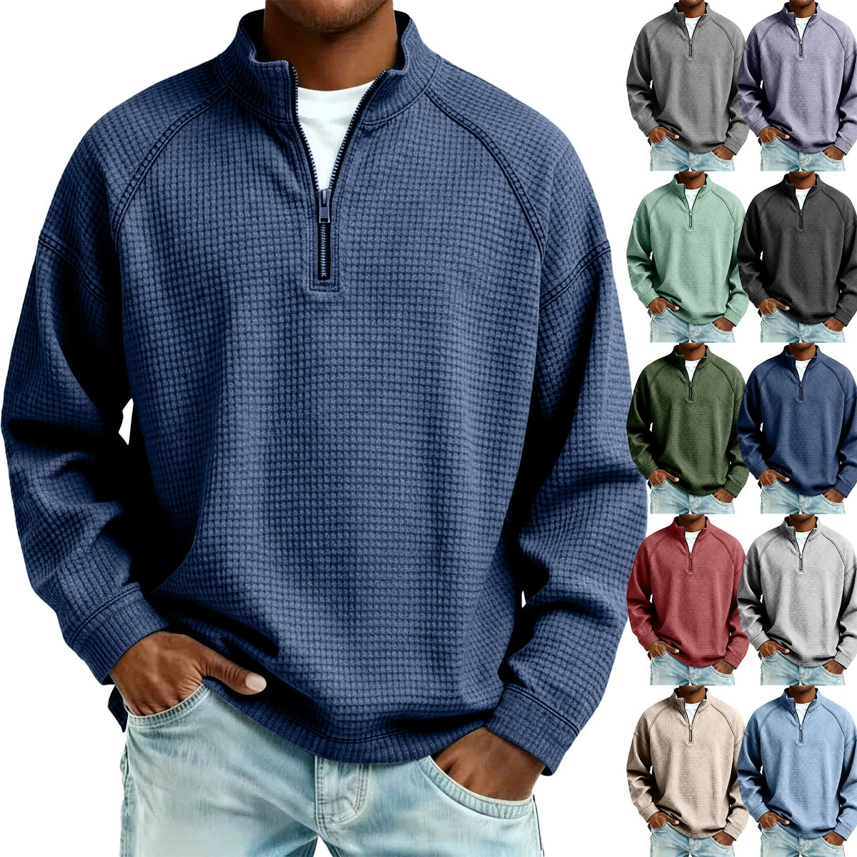 Waffle-Knit Men's Sweatshirt
