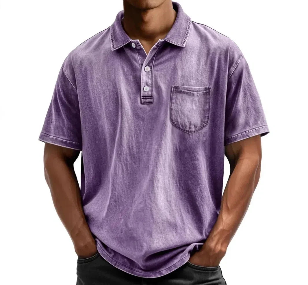 Men's Vintage Button-Up Polo Shirt