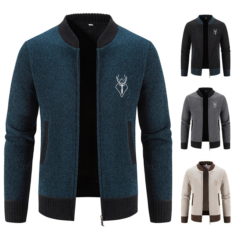 Gilet en tricot pour hommes avec broderie de cerf