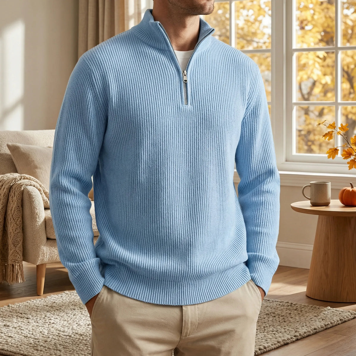 Men's Ribbed Half-Zip Pullover