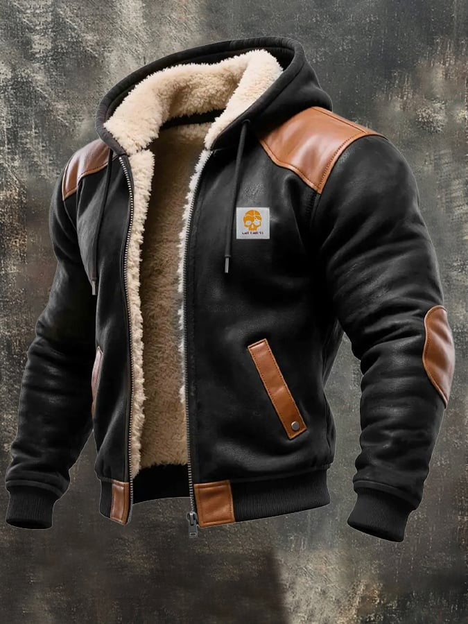 Manteau d'hiver pour homme avec détails en cuir