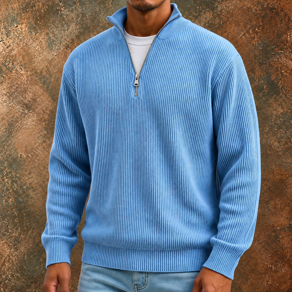 Men's Lined High-Neck Zip Sweater