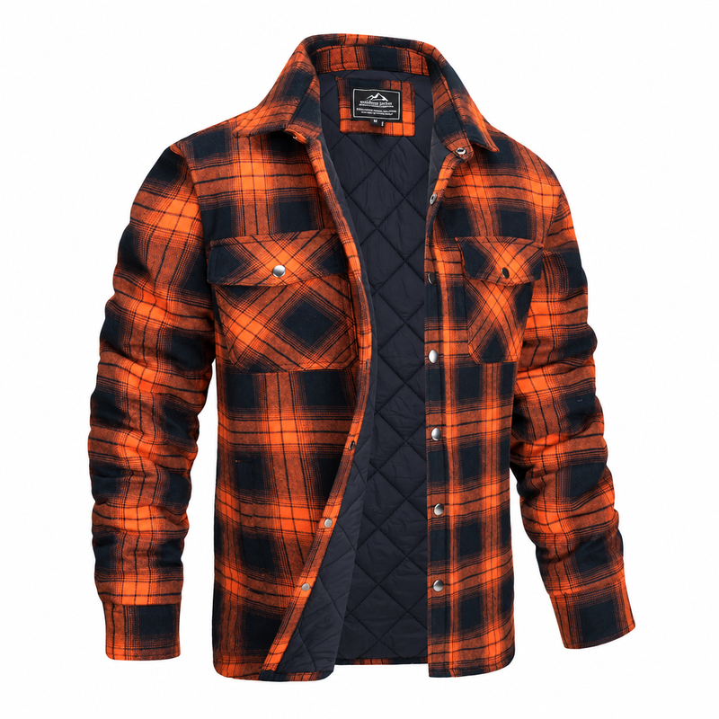 Douglas™ | Quilt-Lined Plaid Flannel Bomber Jacket