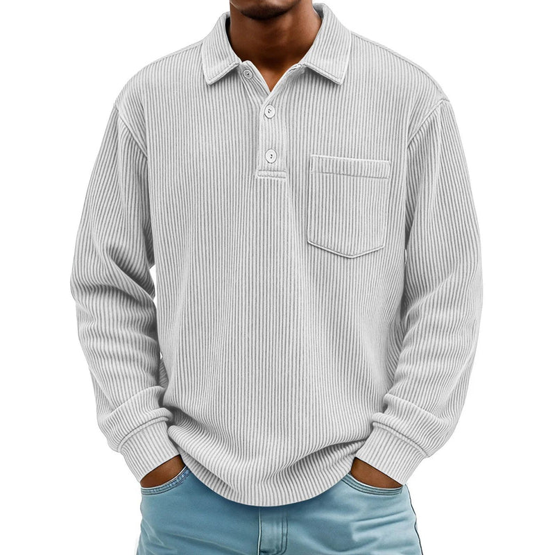 Men's Ribbed Long-Sleeve Polo Shirt