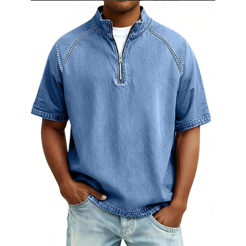 Men's Vintage Washed Zipper Shirt