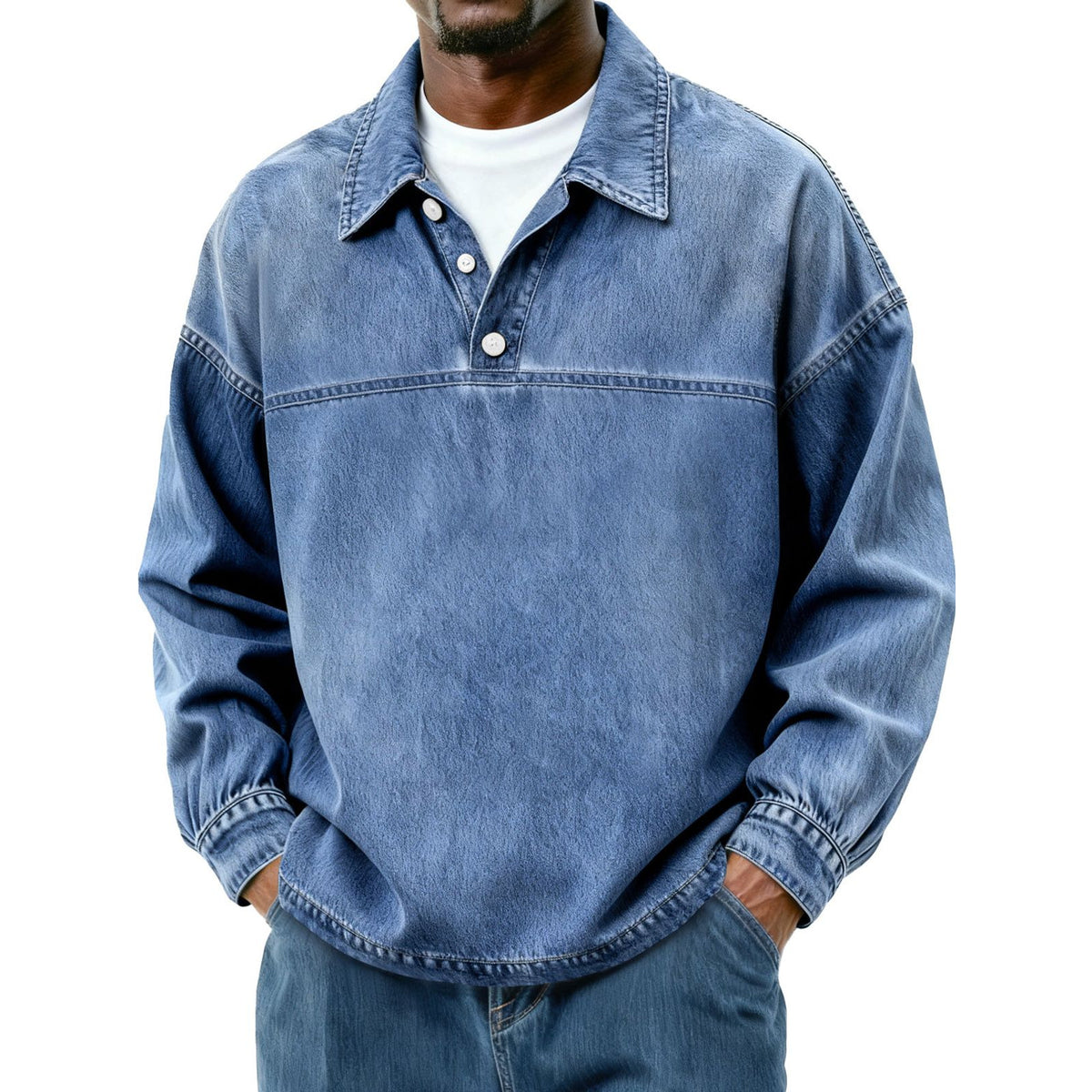 Men's Retro-Inspired Button-Down Polo Shirt